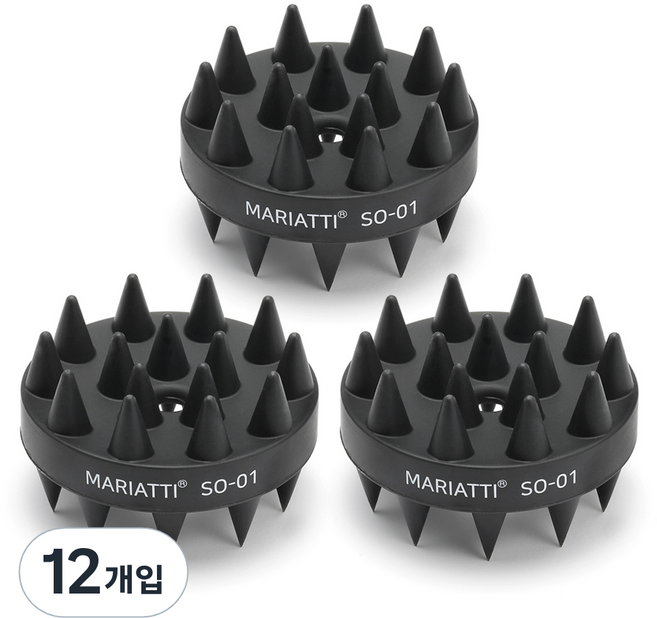 Mariatti 洗髮刷 頭皮按摩球, 黑色, 12個