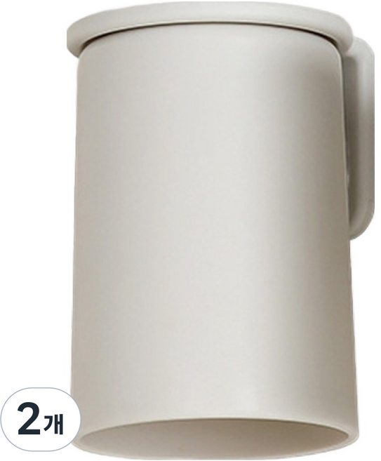 릴리바스 프리미엄 마그네틱 무타공 거꾸로 양치컵, 라이트그레이, 2개