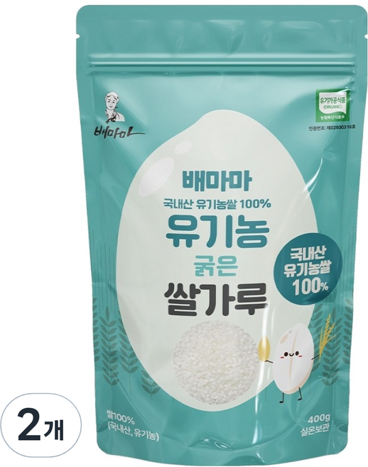 배마마 유기농 굵은 쌀가루, 400g, 2개