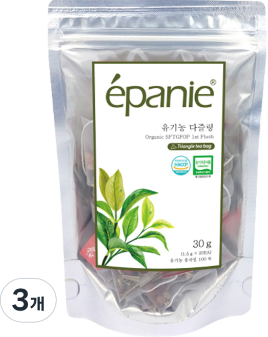 에빠니 유기농 홍차 다즐링, 1.5g, 20개입, 3개