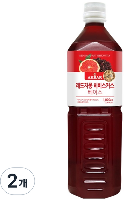 아크바 레드자몽 히비스커스 베이스, 2개, 1L