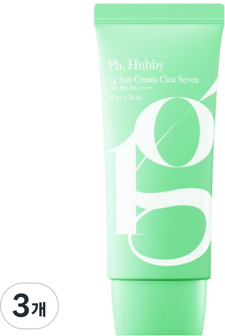 피에이치하비 1그램 민감성 진정 무기자차 시카 세븐 선크림 SPF50+ PA++++, 50ml, 3개