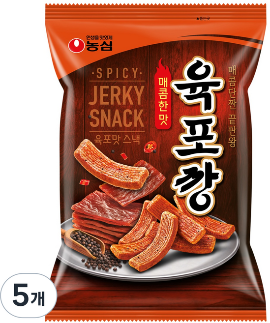 농심 육포깡 매콤한맛, 90g, 5개