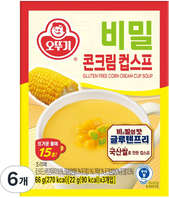 오뚜기 비밀 콘크림컵스프, 22g, 6개