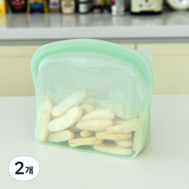 프렐류드 멜로우 실리콘 지퍼백 1200ml 민트, 2개, 단품