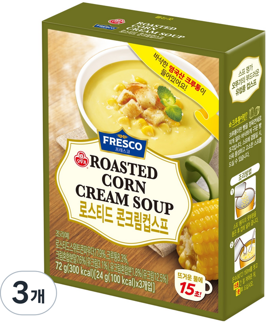 오뚜기 로스티드 콘크림 컵스프 3p, 72g, 3개