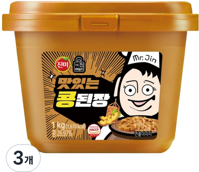 진미 맛있는 콩된장, 3개, 1kg