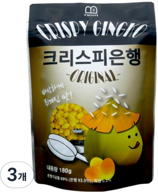 Baebeul韓國製造酥脆炸銀杏 原味, 3個, 180g