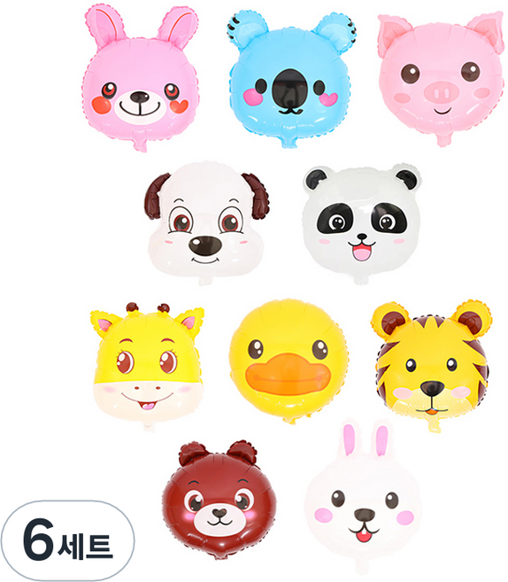 피앤비유니티 동물풍선 10종 세트, 01 동물친구들, 6세트