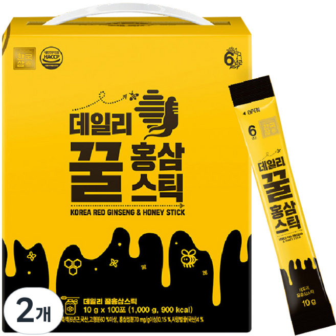 한국삼 데일리 꿀홍삼스틱, 100회분, 2개