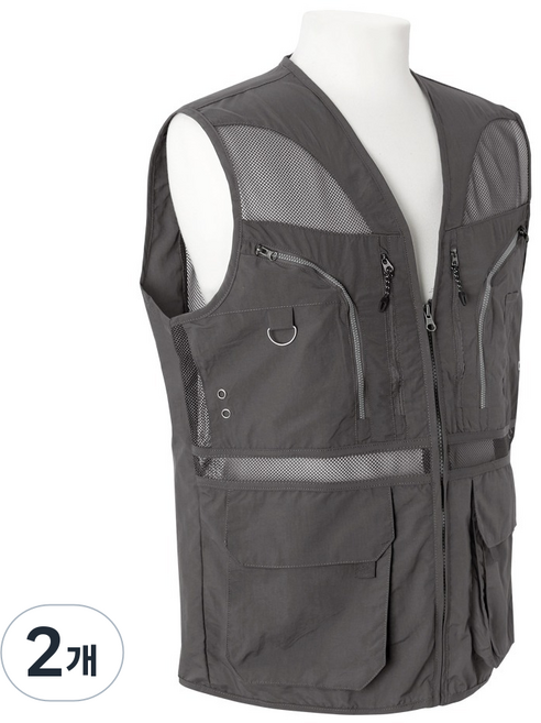 엠엔씨 넘버 망사 작업조끼 MDJK168PP, 차콜, 2개