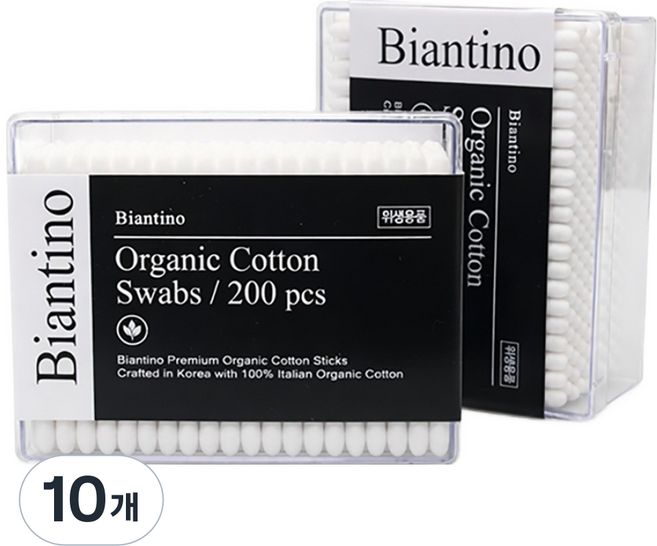 비앙티노 이탈리아 오가닉 코튼 프리미엄 면봉 26BRS301, 10개, 200개입