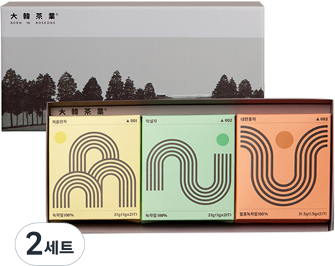 대한다업 시그니처티 3종 선물세트, 처음딴차 1g x 21p + 작설차 1g x 21p + 대한홍차 1.5g x 21p, 2세트
