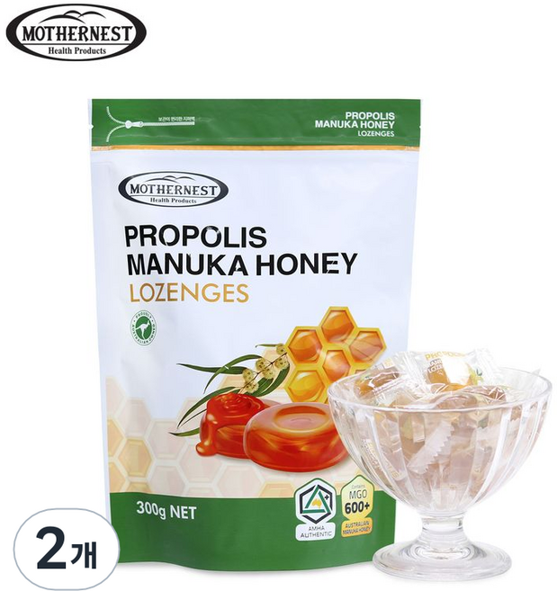 마더네스트 프로폴리스 마누카 허니 로젠지스 캔디, 300g, 2개
