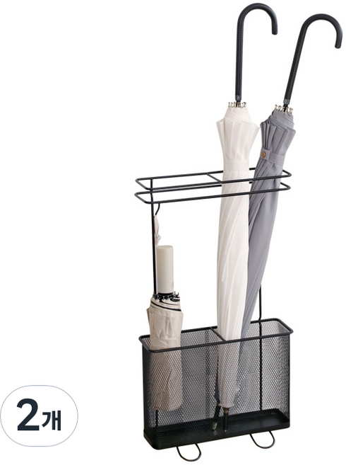 네이쳐리빙 정리가 쉬운 모던 슬림 우산꽂이, 2개, 블랙