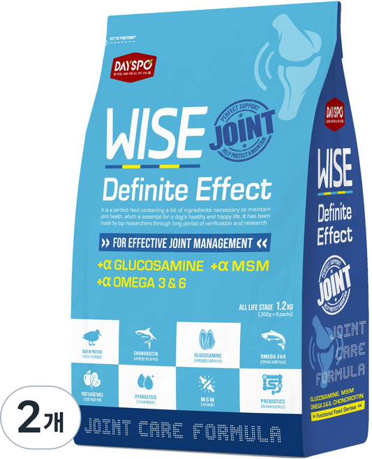 데이스포 전연령 강아지 와이즈 조인트 소프트사료, 1.2kg, 2개, 오리