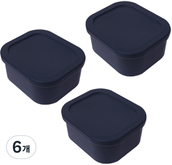 유하우스 삶아 쓰는 실리콘 밀폐용기 다크그린, 6개, 단품