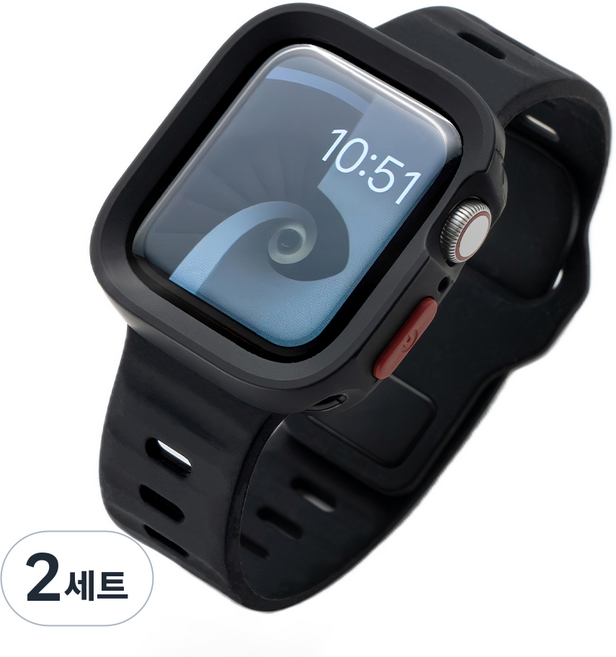 NUART Apple Watch 相容錶帶 矽膠雙色組合, 黑色, 2套