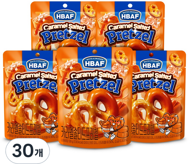 바프 카라멜 솔티드 프레첼, 30g, 30개