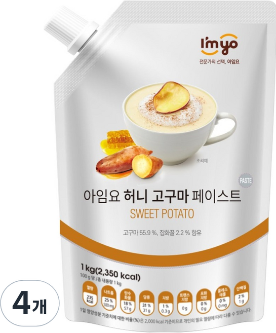 아임요 허니 고구마 페이스트, 1kg, 1개입, 4개