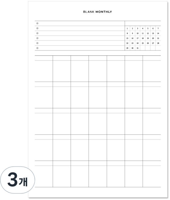 리코즈 블랭크 플래너 먼슬리, 3개