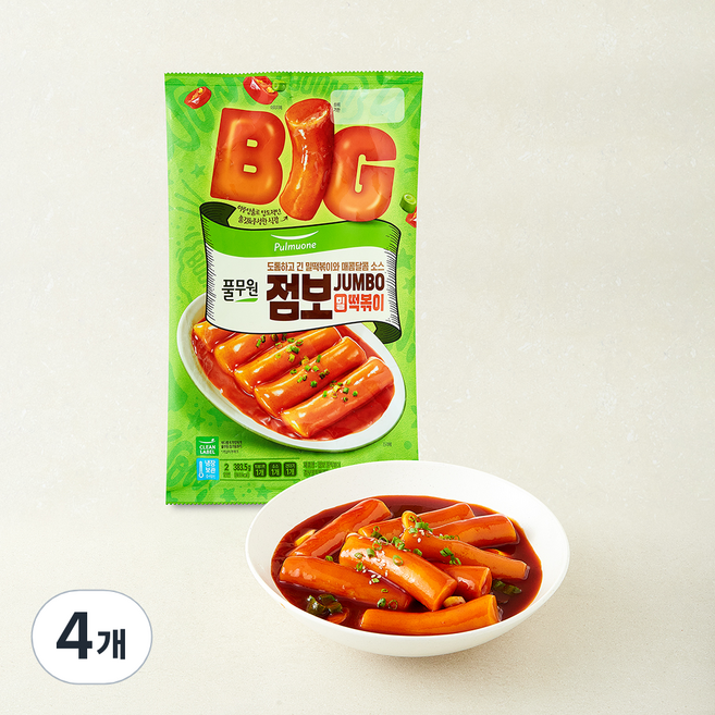 풀무원 점보 밀 떡볶이 2인분, 383.5g, 4개