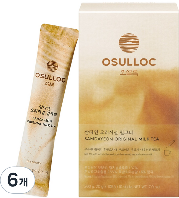 오설록 삼다연 오리지널 밀크티, 20g, 10개입, 6개