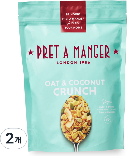 PRET Pret A Manger 倫敦燕麥椰子脆片穀物麥片, 2個, 400g