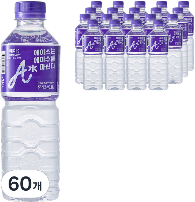 에이수 알칼리 암반수, 500ml, 60개
