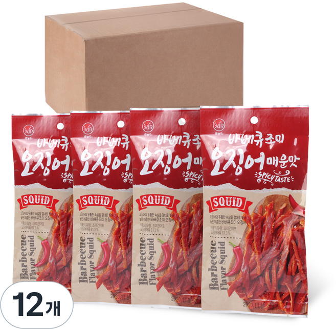 썬푸드 바베큐조미 오징어 매운맛, 40g, 12개