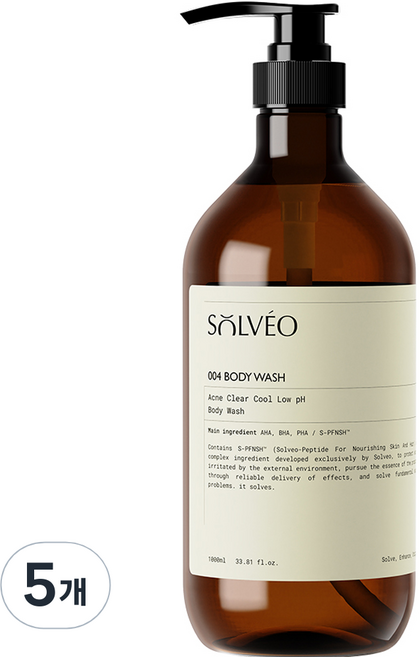 솔브이오 아크네 클리어 쿨 약산성 바디워시, 1L, 5개