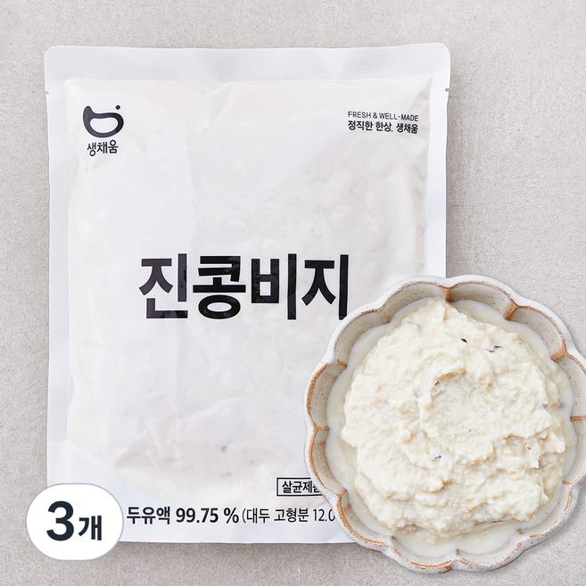 생채움 진콩비지, 1kg, 3개