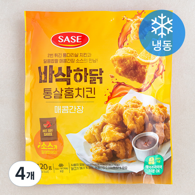 사세 바삭하닭 통살홈치킨 매콤간장 (냉동), 420g, 4개