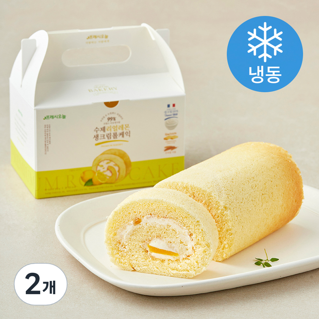 프레시오늘 우리밀 리얼버터 프랑스 우유생크림 99% 리얼 레몬 수제 롤케익 (냉동), 230g, 2개