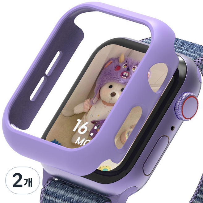 로랜텍 바디 프레임 하드커버 스마트워치 케이스, 퍼플, 2개
