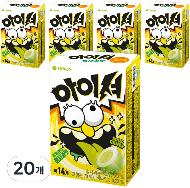 오리온 아이셔 츄잉캔디 청사과맛, 42g, 20개