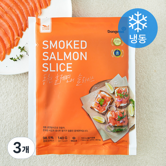 동원 훈제연어 슬라이스 (냉동), 140g, 3개