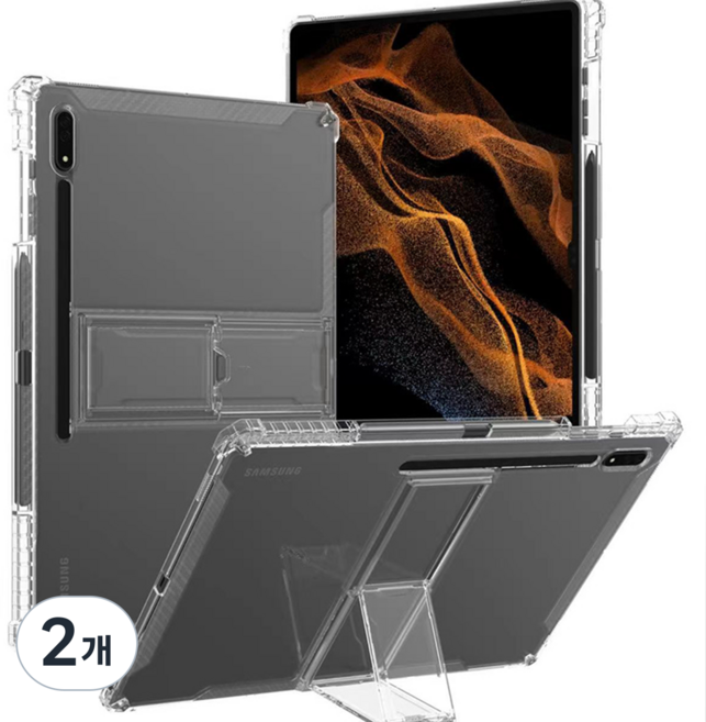 굿밸류 태블릿나라 클리어 틸트홀더 거치대 스탠드 태블릿 케이스, 투명, 2개