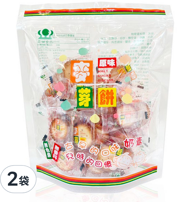 昇田食品 原味麥芽餅, 250g, 2袋