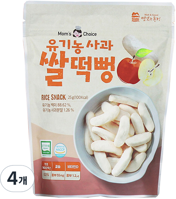 맛있는풍경 유기농 사과 쌀떡뻥, 사과맛, 25g, 4개