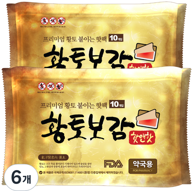 핫앤핫 황토보감 붙이는 파스형 핫팩 10p, 6개