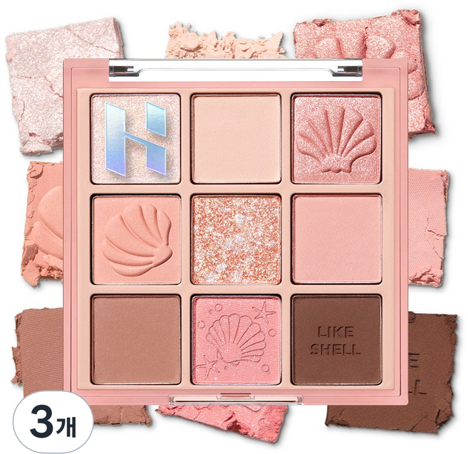 홀리카홀리카 마이페이브 무드 아이 팔레트 8g, 쉘온더비치, 3개