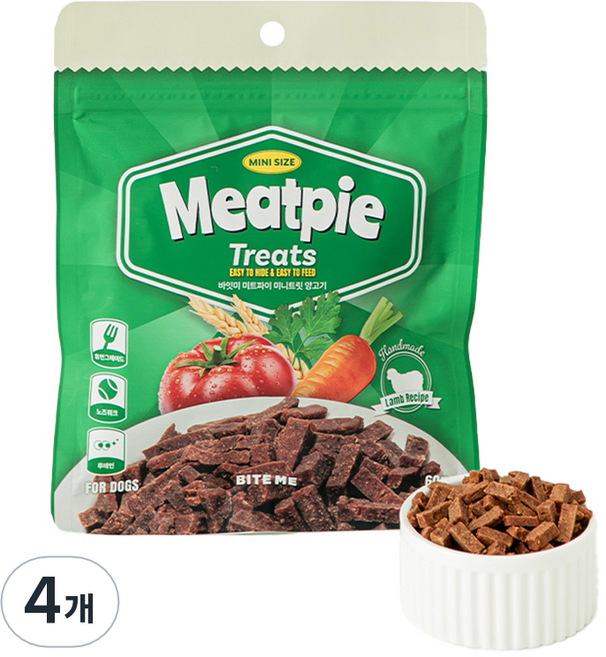바잇미 강아지 미트파이 노즈워크 초미니 트릿, 60g, 4개, 양고기