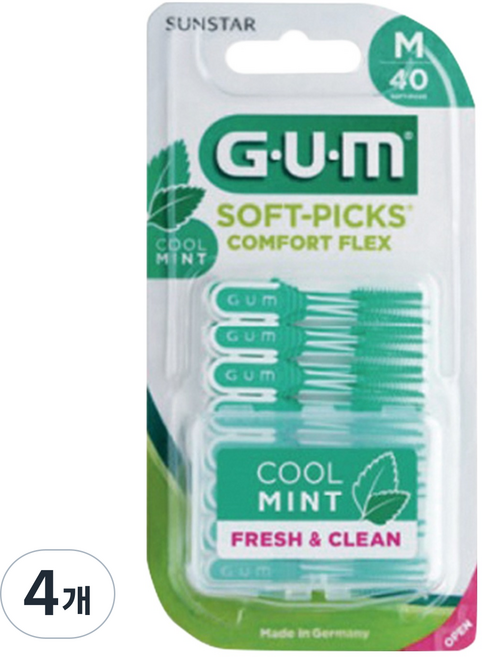 SUNSTAR 三詩達 G.U.M Soft-Picks Comfort-Flex 薄荷味牙間刷, 40入, 4個, 1mm