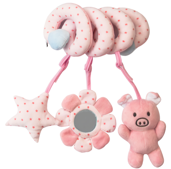 OhBabyLaugh 愛笑寶 動物床繞玩具, 粉色豬豬, 1個