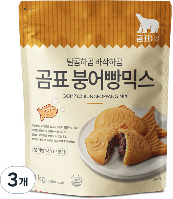 곰표 붕어빵 믹스, 1kg, 3개