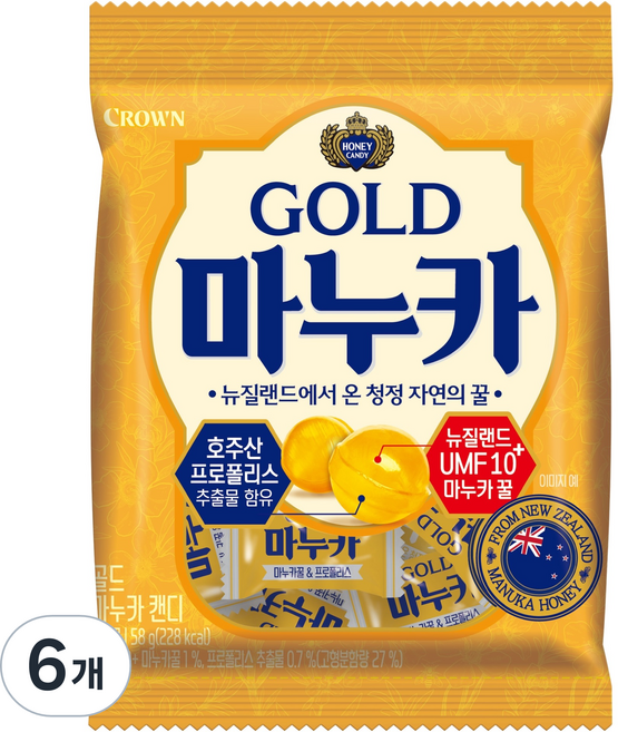 크라운 골드 마누카, 58g, 6개