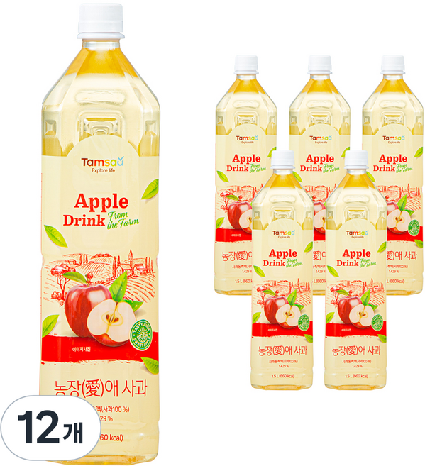 탐사 농장(愛)애 사과 주스, 1.5L, 12개