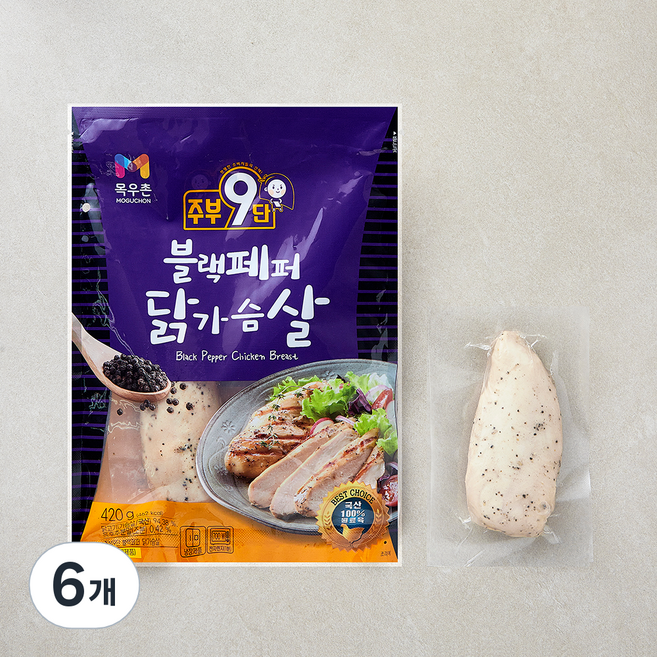 주부9단 블랙페퍼 닭가슴살, 140g, 6개, 3개입
