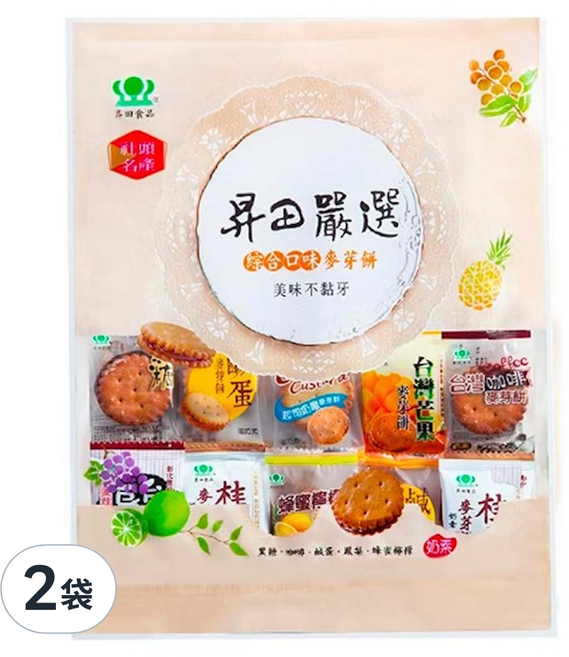 昇田食品 綜合麥芽餅 240g 多種口味一次滿足 台灣製造, 2袋